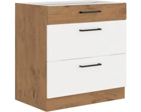 Dolní kuchyňská skříňka Vigo 80D3S,dub lancelot/bílý lesk, šířka 80 cm
