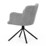 Židle jídelní, šedá látka, černý kov, otočný vratný mechanismus 90°/90° (L/P) - funkce reset