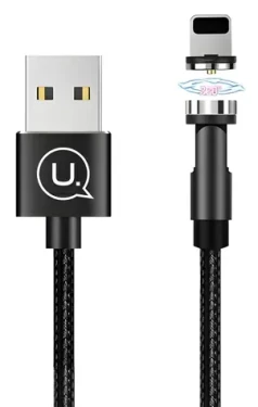USAMS US-SJ472 U59 černá / Nabíjecí kabel / Lightning / Magnetický / 2.1A / Opletený 1m (SJ472USB01)