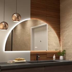 Erga Kori, půlkruhové LED zrcadlo 70x140cm, 2875 lm, 3 barvy světla, ERG-V01-KORI-7014-CL