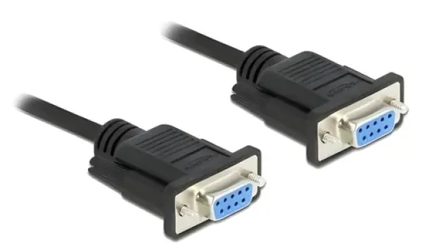 DeLock RS-232 Nullmodem / Sériový kabel / Sub-D9 samice - samice / 1 m / černá (86608)