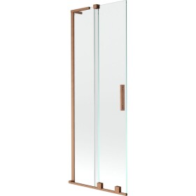MEXEN/S - Velar L dvoukřídlá posuvná vanová zástěna 70 x 150, transparent, měď kartáčovaná 896-070-003-01-65