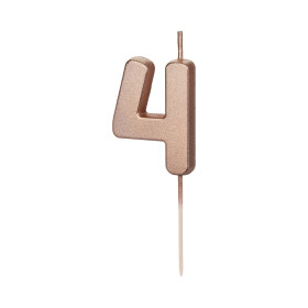 Svíčka dortová rose gold číslo 4 - Albi