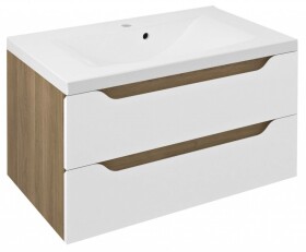 SAPHO - WAVE umyvadlová skříňka 79,7x45x47,8cm, bílá/dub cuneo WA080-3025