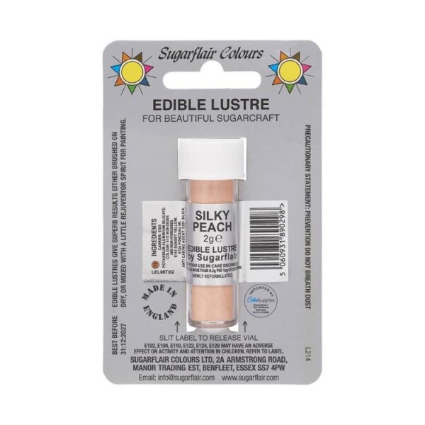 Jedlá prachová perleťová barva Sugarflair (2 g) Silky Peach (Bez E171)