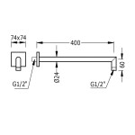 TRES Sprchové rameno chrom 40 cm kulaté 1/2" hranatá krytka 06243201 TG 06243201