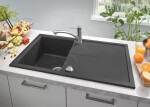 GROHE - Dřezy Kompozitní dřez K400 s automatickým odtokem, 860x500 mm, granitová černá 31640AP0