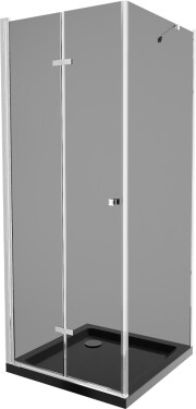 MEXEN/S - Lima sprchový kout zalamovací dveře 80 x 80, grafit, chrom + Flat černá vanička se sifonem 856-080-080-01-40-4070