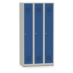Šedá dvoupatrová skříň 500x600x1800 mm bez nohou se 4 dvířky, typ zámku 2