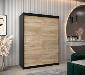Šatní skříň Abi V1 Barva korpusu: Černá, Rozměry: 150 cm, Dveře: Dub sonoma
