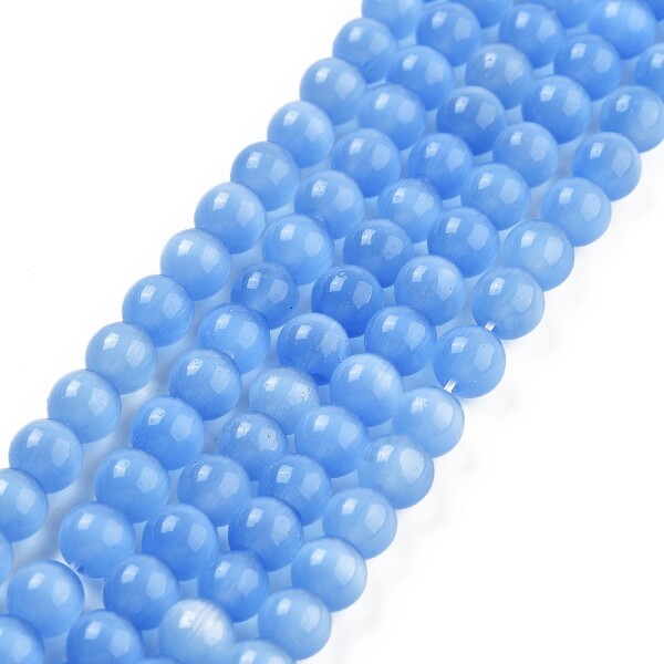 Skleněné korálky - kočičí oči - modré - ∅ 6 mm - 1 ks