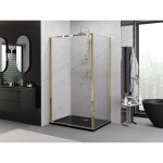 MEXEN/S - Exo sprchový kout skládací dveře 100 x 90, transparent, zlato 816-100-090-50-00