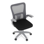 Kancelářská židle, tmavě šedá síťovina, šedý plast, kolečka na tvrdé podlahy