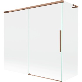 MEXEN/S - Rox L vanová zástěna 2-křídlová posuvná 170 + 75 x 150, transparent, růžové zlato 8C9L-170-075-60-00