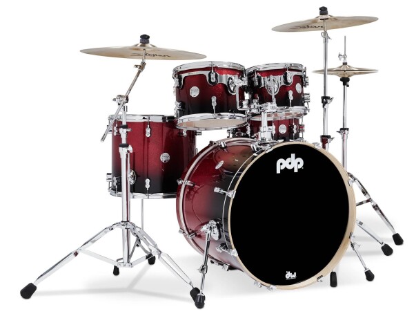 PDP Concept Maple 5 Piece Set Red to Black Fade Laquer