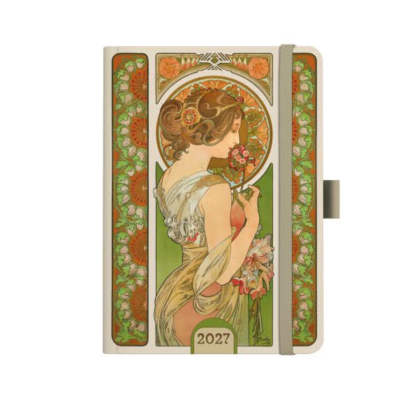 Týdenní diář 2027 Baloušek A5 Alfons Mucha zelený