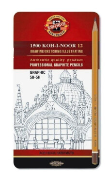 Koh-i-noor tužka grafitová grafická 5B–5H souprava 12 ks v plechové krabičce