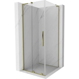 MEXEN/S - Velar L sprchový kout, posuvné dveře 110 x 110, transparent, zlato 871-110-110-03-50