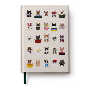 Rifle Paper Co. Vyšívaný linkovaný deník Cats, béžová barva, papír