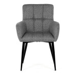 Židle jídelní, světle šedá látka, černý kov