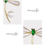 Perleťová brož Swarovski Elements Francoa - vážka, perla, Zelená