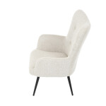 Křeslo "ušák", potah krémová látka, nohy černý kov