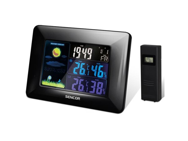 SENCOR SWS 4250 Meteostanice černá / barevný LCD / bezdrátové čidlo (8590669252169)