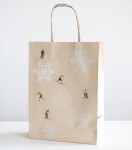 Fine Little Day Dárková taška Skiers Beige, béžová barva, papír