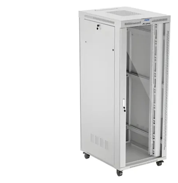 Lanberg FF01 42U 800x1000 LCD šedá / Stojanový rozvaděč / 19" / Skleněné dveře / nosnost 1200 kg (FF01-8042-12SL)