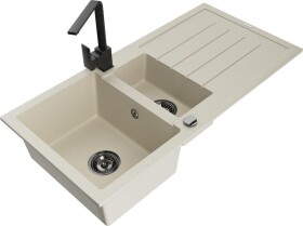 MEXEN - Andres granitový dřez s odkapávačem včetně baterie Rita, béžová 6515-69-670300-70