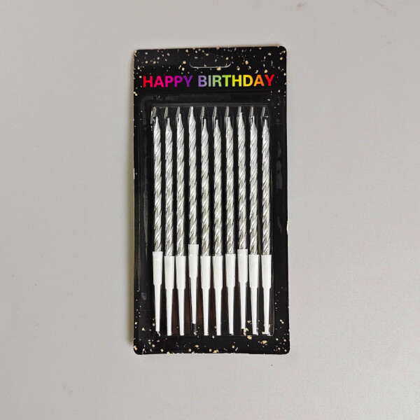 Cake star Dortové svíčky spirálové stříbrné 10ks