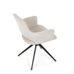 Židle jídelní, krémová látka, 360° vratný mechanismus, černý kov