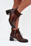 Zazoo 60503 kožené kotníčkové boty na podpatku vyhřívané čokoládové 37