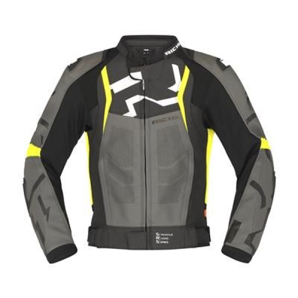 Moto bunda Richa Stradale fluo žluto/šedá kožená - 52