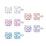Stříbrné náušnice Ledová růže s fialovým krystalem 6/8 mm, Fialová 6 cm