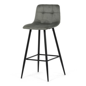 Židle barová, zelená látka, čtyřnohá kovová podnož, černý mat