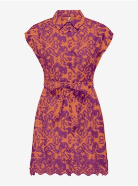 Oranžovo-fialové dámské košilové vzorované šaty ONLY Lou dámské