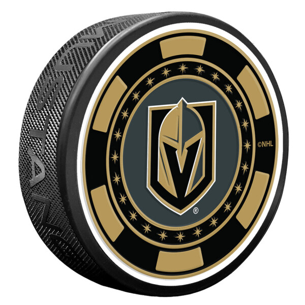 Mustang Puk Vegas Golden Knights NHL Black Poker Chip Textured Puck