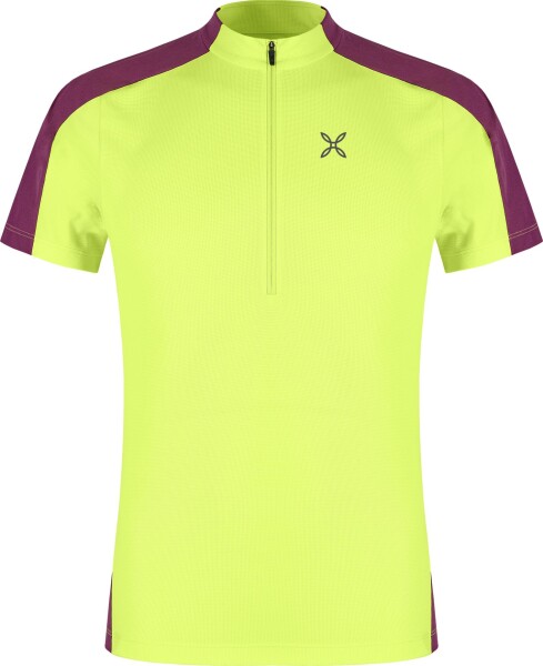MONTURA Hade Zip T-Shirt, Sunny Lime/Wine Red velikost: M