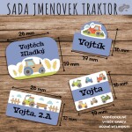 60x Jmenovky mini štítky Sada TRAKTOR, různé barvy