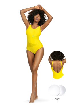 Dámské jednodílné plavky S36W-21 Fashion sport žluté Self