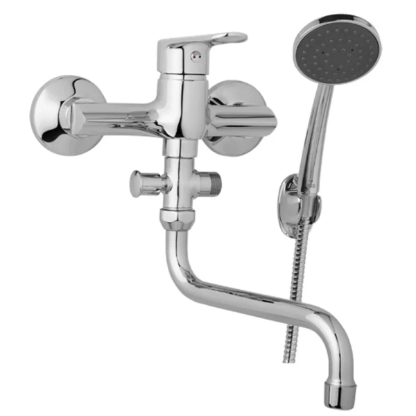 JB Sanitary Nástěnná umyvadlová a sprchová baterie FINERY, rozteč 150 mm, s příslušenstvím, trubkové ramínko 200 mm F10 36 31