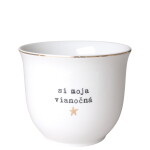 Bella Rose Porcelánový obal na květináč Si moja vianočná hviezda 10 cm – SK, černá barva, bílá barva, zlatá barva, porcelán