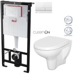 ALCADRAIN Sádromodul - předstěnový instalační systém s bílým tlačítkem M1710 + WC CERSANIT ARTECO CLEANON + SEDÁTKO AM101/1120 M1710 AT1