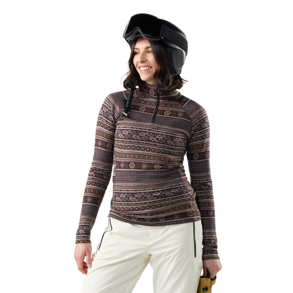Dámské merino triko dlouhý rukáv SMARTWOOL Women's Classic Thermal Merino Base Laye, Mocha Fair Isle Fun velikost: XL