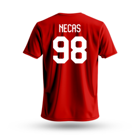 FansArena Dámské tričko Martin Nečas #98 Czech National Emblem 2025 Red Velikost: XL