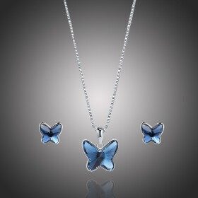 Souprava náhrdelníku a náušnic Swarovski Elements Montanari, Modrá 40 cm + 5 cm (prodloužení)