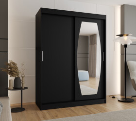 Šatní skříň Abi Rossa Rozměry: 150 cm, Barva korpusu + barva dveří: Černá + Černá