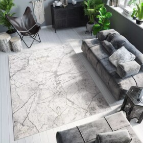 DumDekorace Světle krémový designový koberec s mramorovým vzorem Šířka: 200 cm | Délka: 300 cm