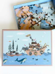 ViSSEVASSE Dětské puzzle Noah's ark 42 dílků, modrá barva, papír